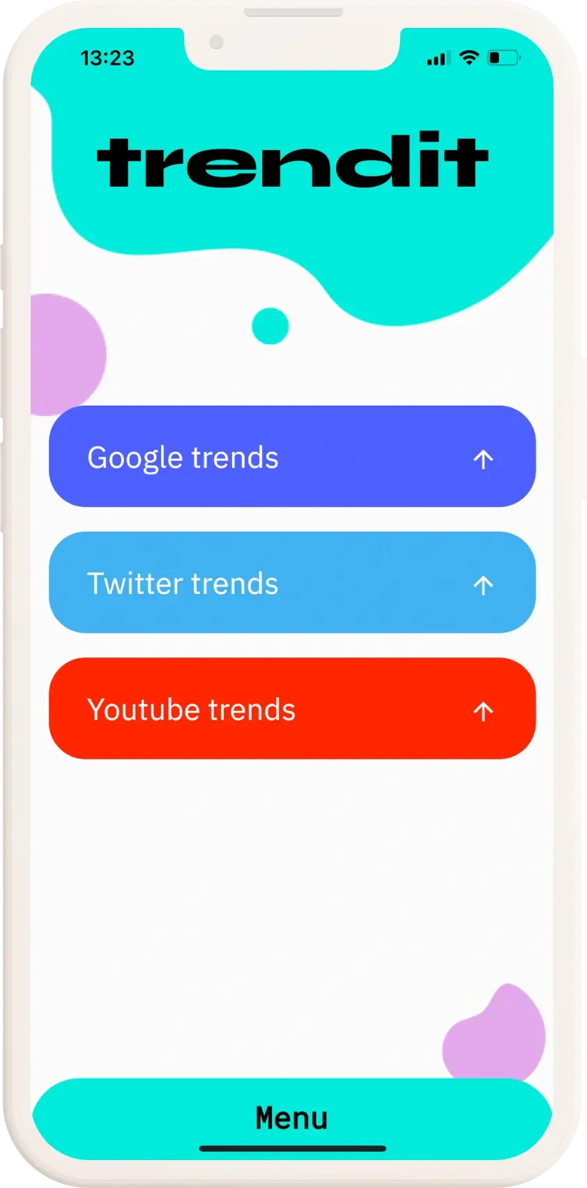 app screens for trendit app